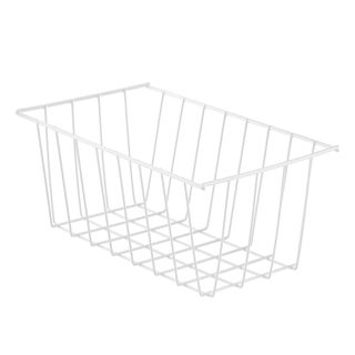 White metal freezer storage baskets