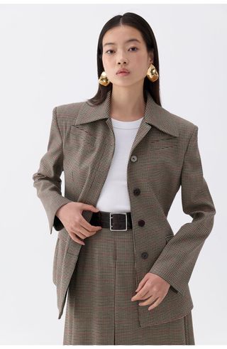 Plaid Padded Shoulder Jacket