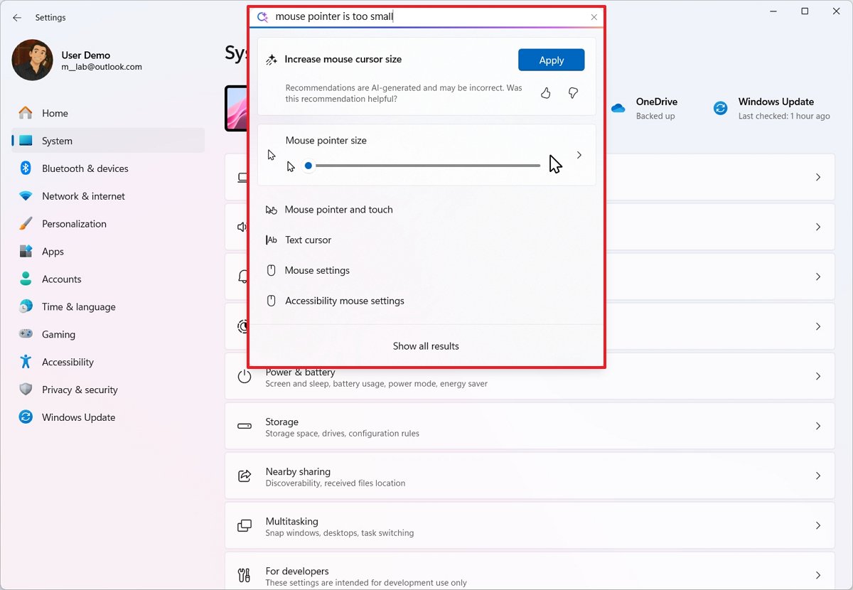 Settings AI agent