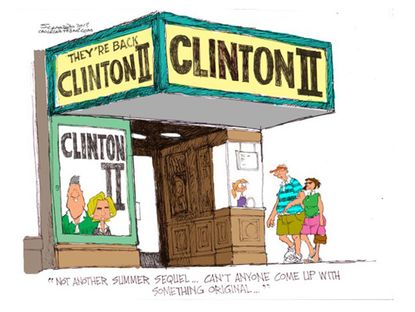 Editorial cartoon Clinton return