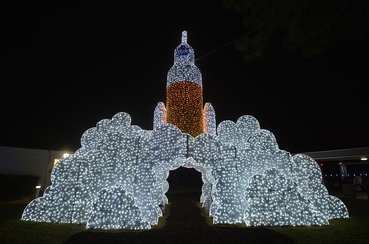 Space Center Houston Sets Saturn V Rocket Aglow With 'Galaxy Lights