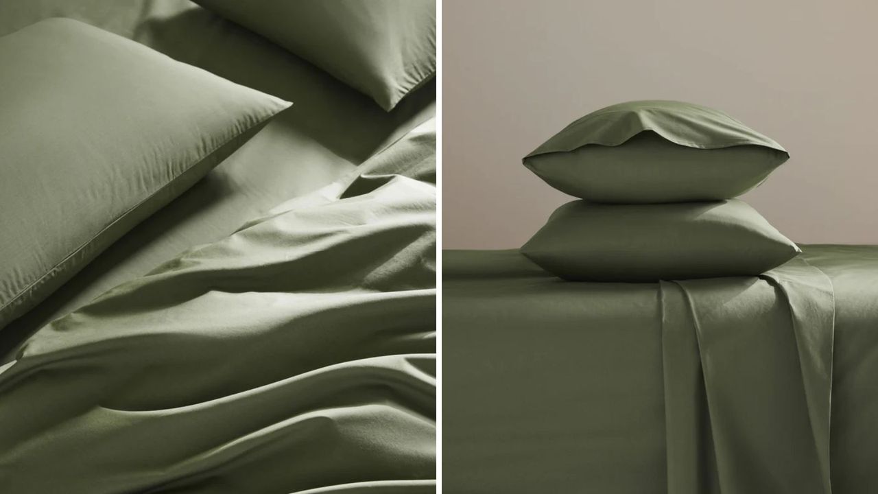 Brooklinen khaki green classic percale duvet set header