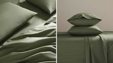 Brooklinen khaki green classic percale duvet set header