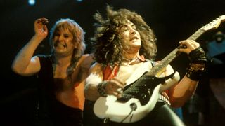 Jake E LEE and Ozzy OSBOURNE; with Jake E. Lee, performing live onstage