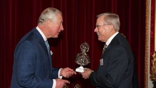 Bradford Parkinson receiving a Queen Elizabeth Prize for engineering.