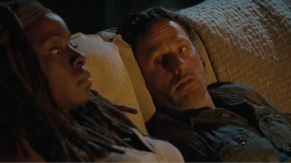 Danai Gurira as Michonne and Andrew Lincoln as Rick in The Walking Dead