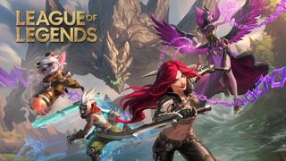 League of Legends promotional image with champions on the cover.