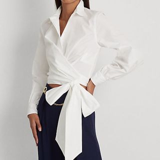 cropped tie blouse