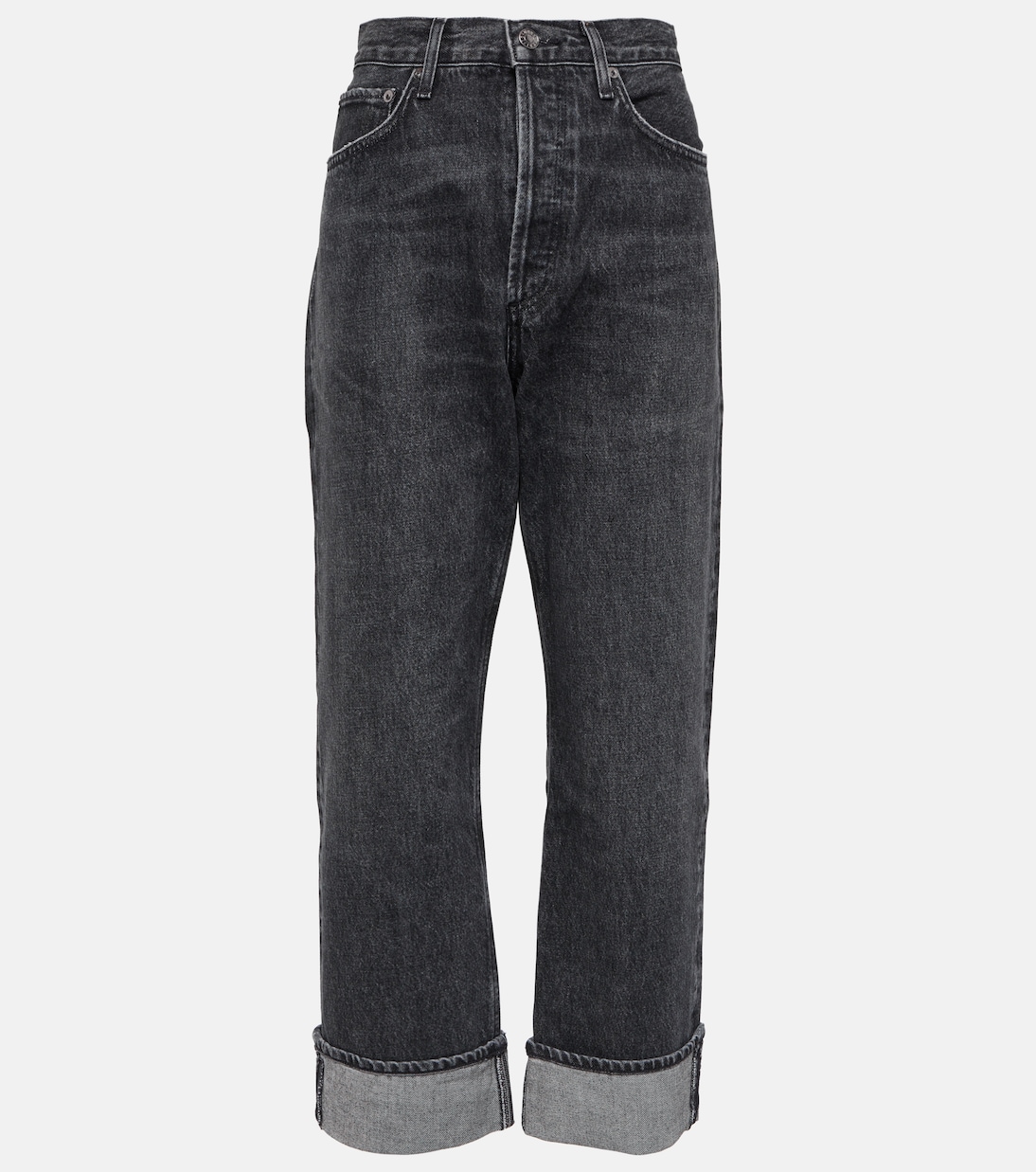Fran Mid-Rise Straight Jeans in Black - Agolde