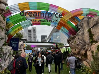 Entrance to Salesforce Dreamforce 2024 conference at the Moscone Center in San Francisco, California.