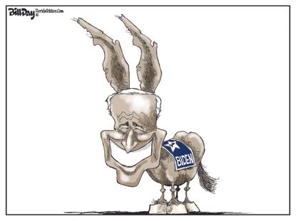 Political Cartoon U.S. Joe Biden donkey ears