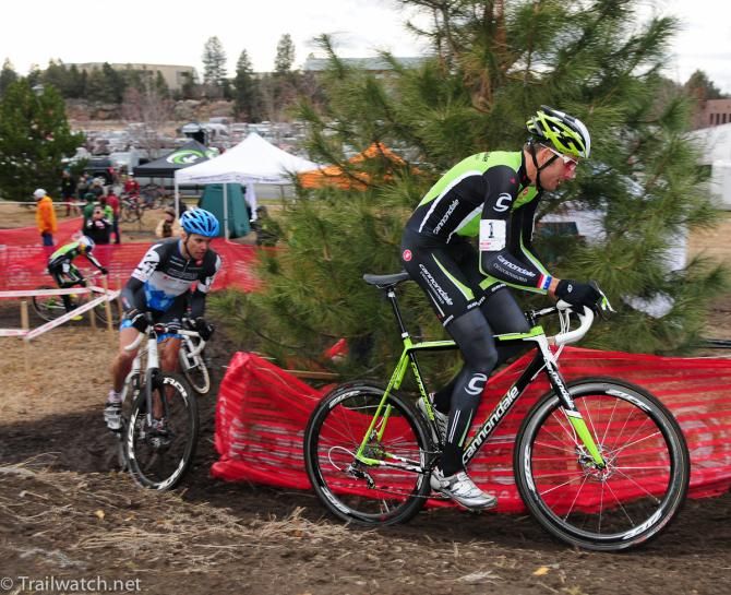 Ryan Trebon (Cannondale) leading Summerhill on lap one