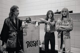 Kimonos on tour: Rush backstage in Springfield, Massachusetts, 1976.