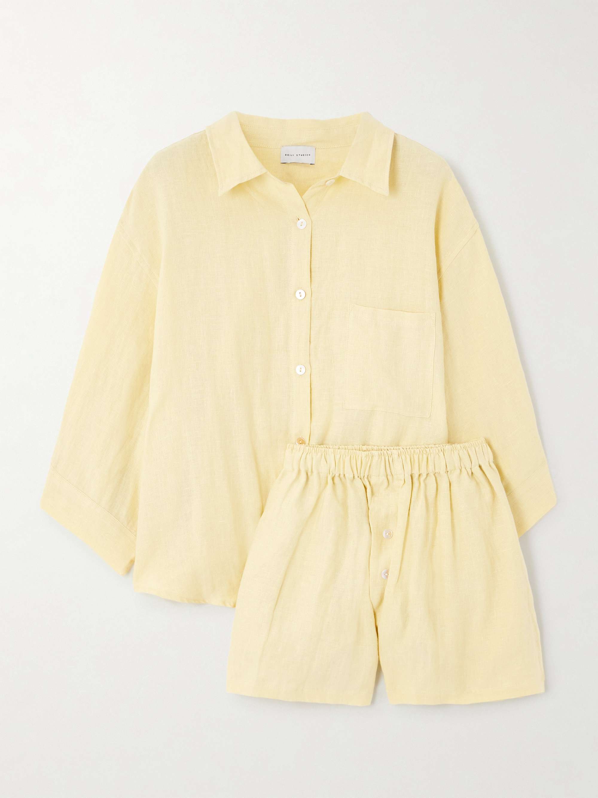 The 03 Set Washed-Organic Linen Shirt and Shorts Set
