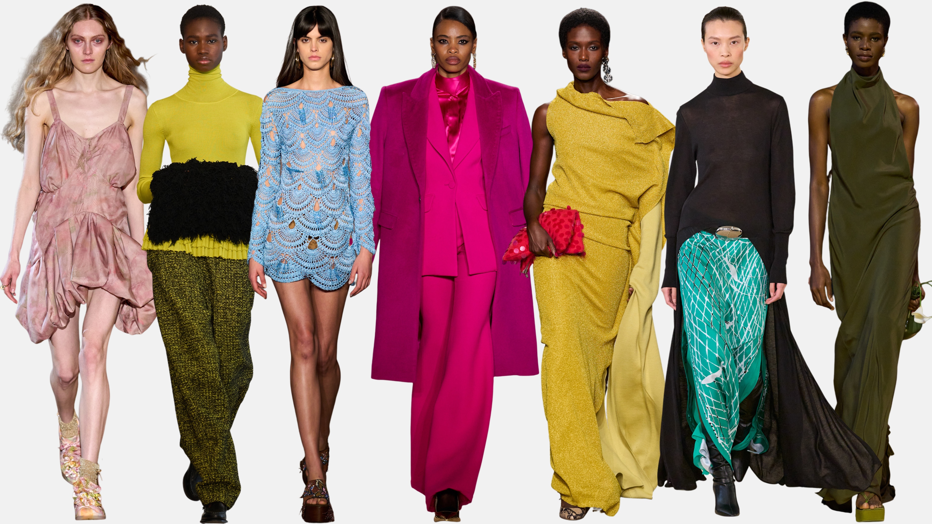 collage of pantone color trends on the fall 2026 runways 