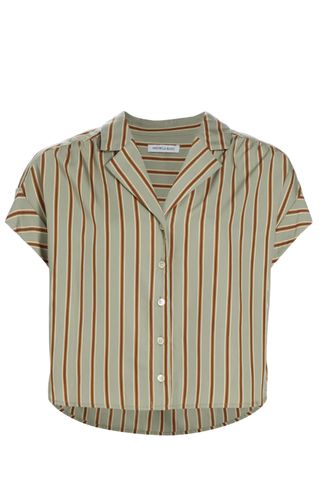 Veronica Beard Kasa Striped Linen Crop Shirt