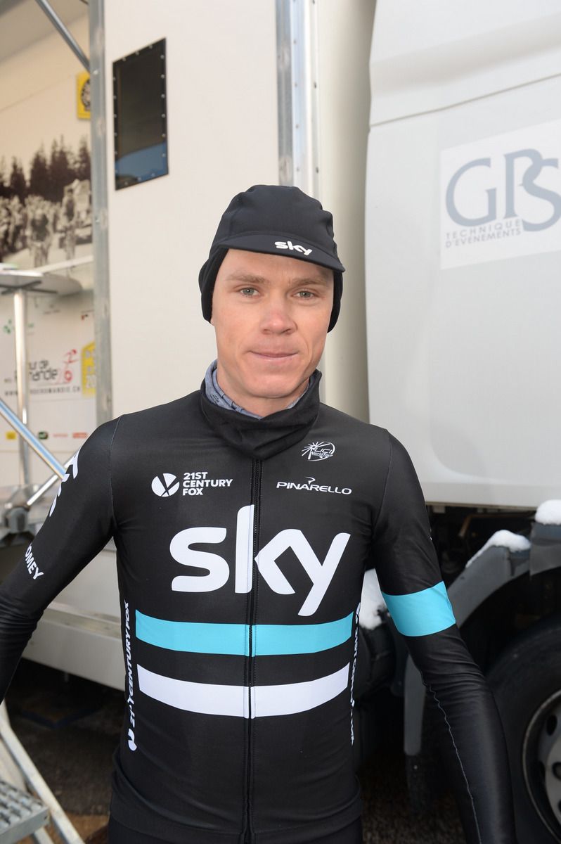 Chris Froome was rugged up