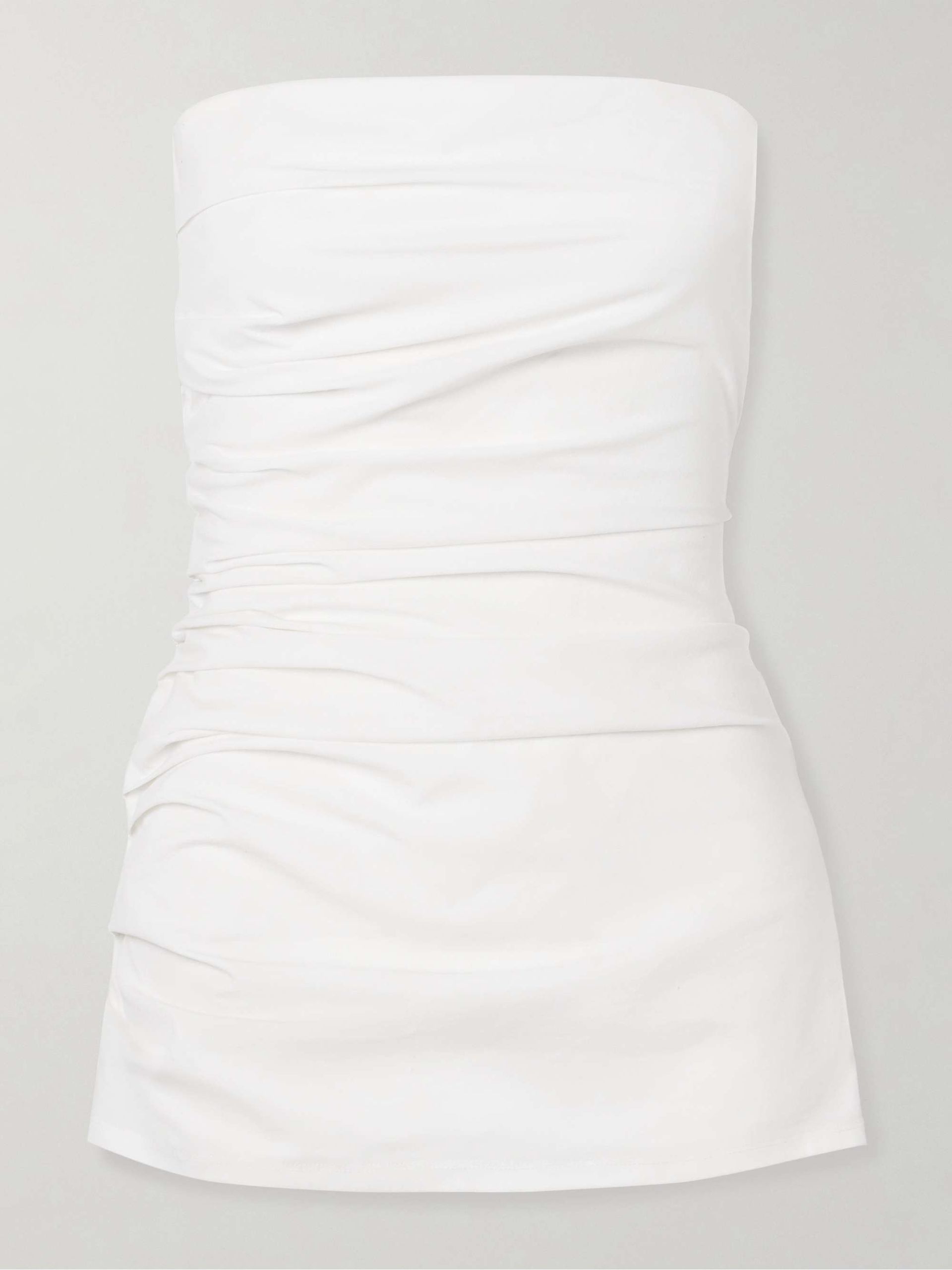 Lena Strapless Gathered Cotton-Blend Poplin Top