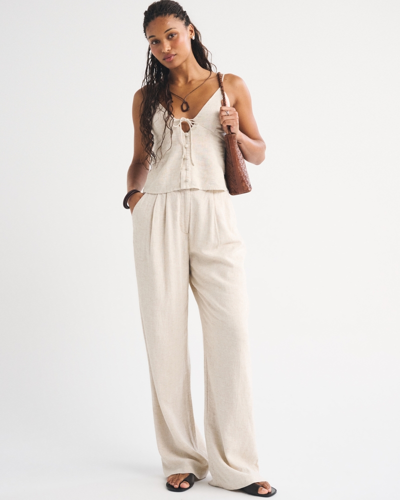 Curve Love A&amp;amp;f Sloane Linen-Blend Tailored Wide Leg Pant