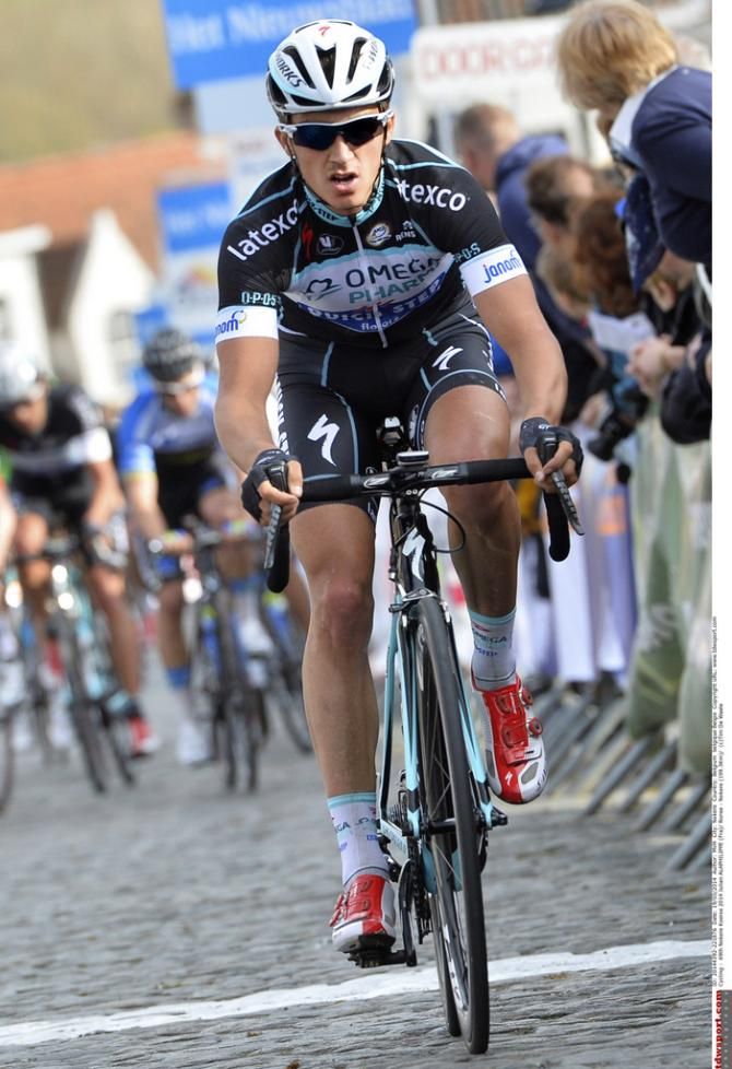 Julian Alaphilippe (Omega Pharma-Quick Step) on the cobbles