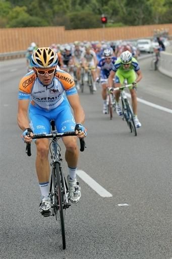 Jack Bobridge (Garmin) attacks the peloton on stage 3 of the TDU.