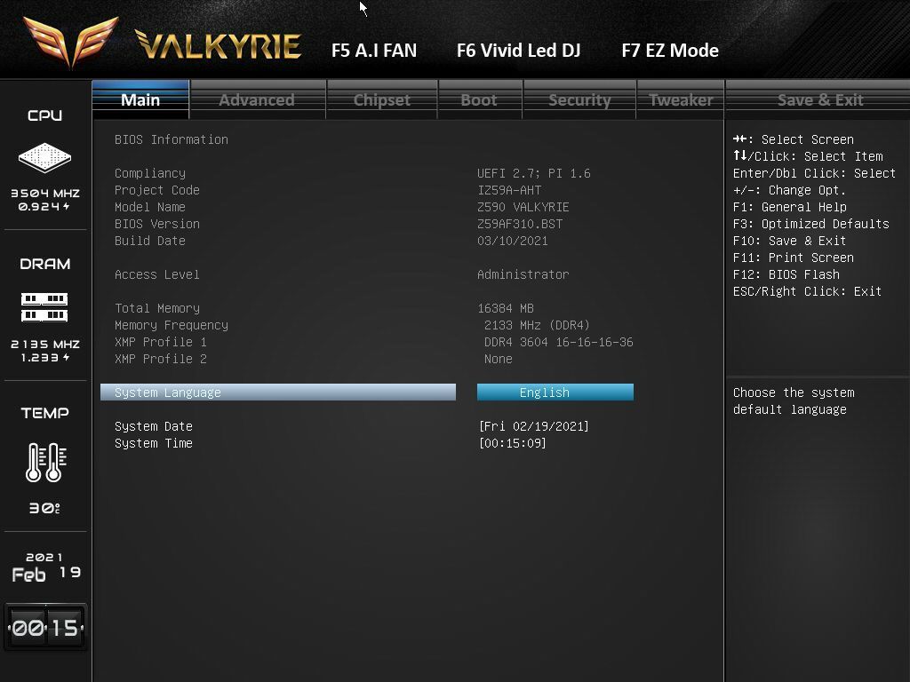 Biostar Z590 Valkyrie BIOS