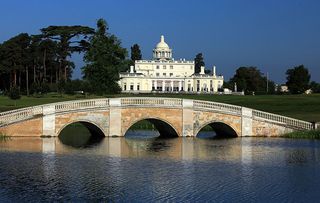 The fine clubhouse at Stoke Park in Buckinghamshire