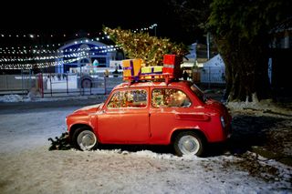 a car decorated for Christmas, Kyiv, Ukraine