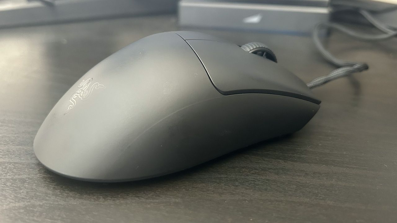 Razer DeathAdder V3 from the side to show larger form factor