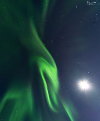 Aurora Corona and the Moon Over Sweden