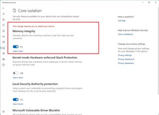 Enable Memory Integrity on Windows 10