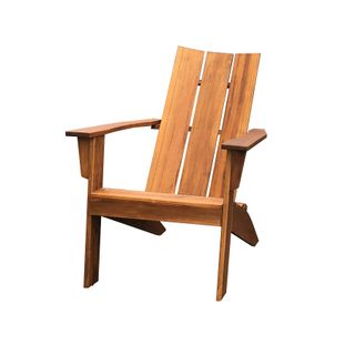 A wooden sculptural Adirondack chair