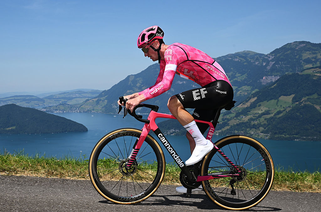 STOCKHUTTE, SWITZERLAND - JUNE 22: Harry Sweeny of Australia and Team EF Education - EasyPost competes during the 88th Tour de Suisse 2025, Stage 8 a 10km individual time trial stage from Beckenried to Stockhutte 1268m / #UCIWT / on June 22, 2025 in Stockhutte, Switzerland. (Photo by Tim de Waele/Getty Images)