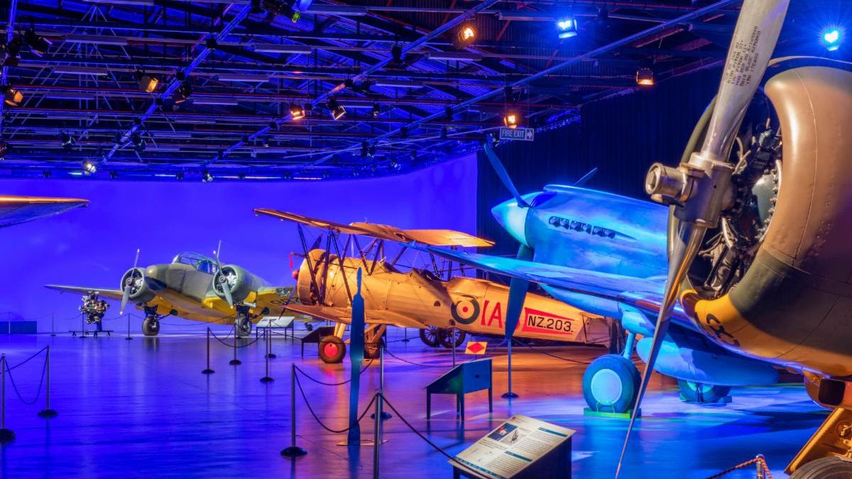 Vari-Lite shines stunning hues of blue, purple and pink on classic airplanes at an Air Force Museum.