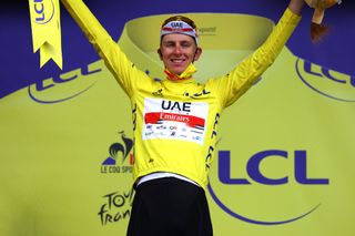 Tadej Pogaar of UAE Team Emirates remains in yellow jersey after stage 12