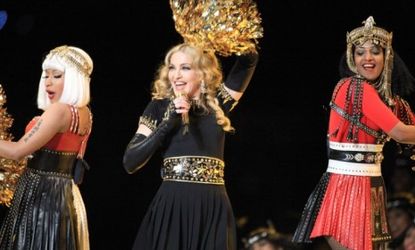 Madonna's Super Bowl halftime show featured pop stars, campy costumes, gold pom poms, and a medley of the Queen of Pop's classics.