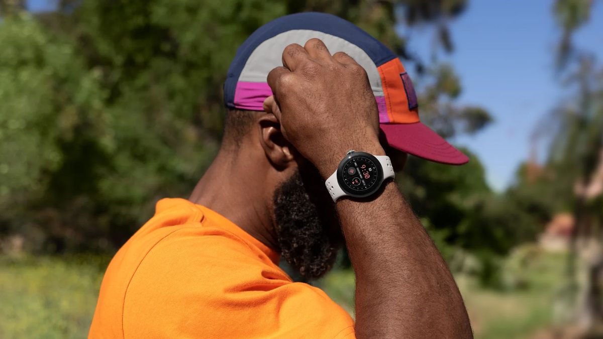 Man working out wearing Google Pixel Watch 2