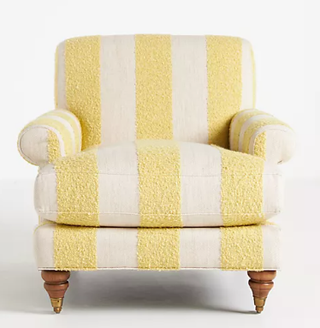 yellow striped accent chair