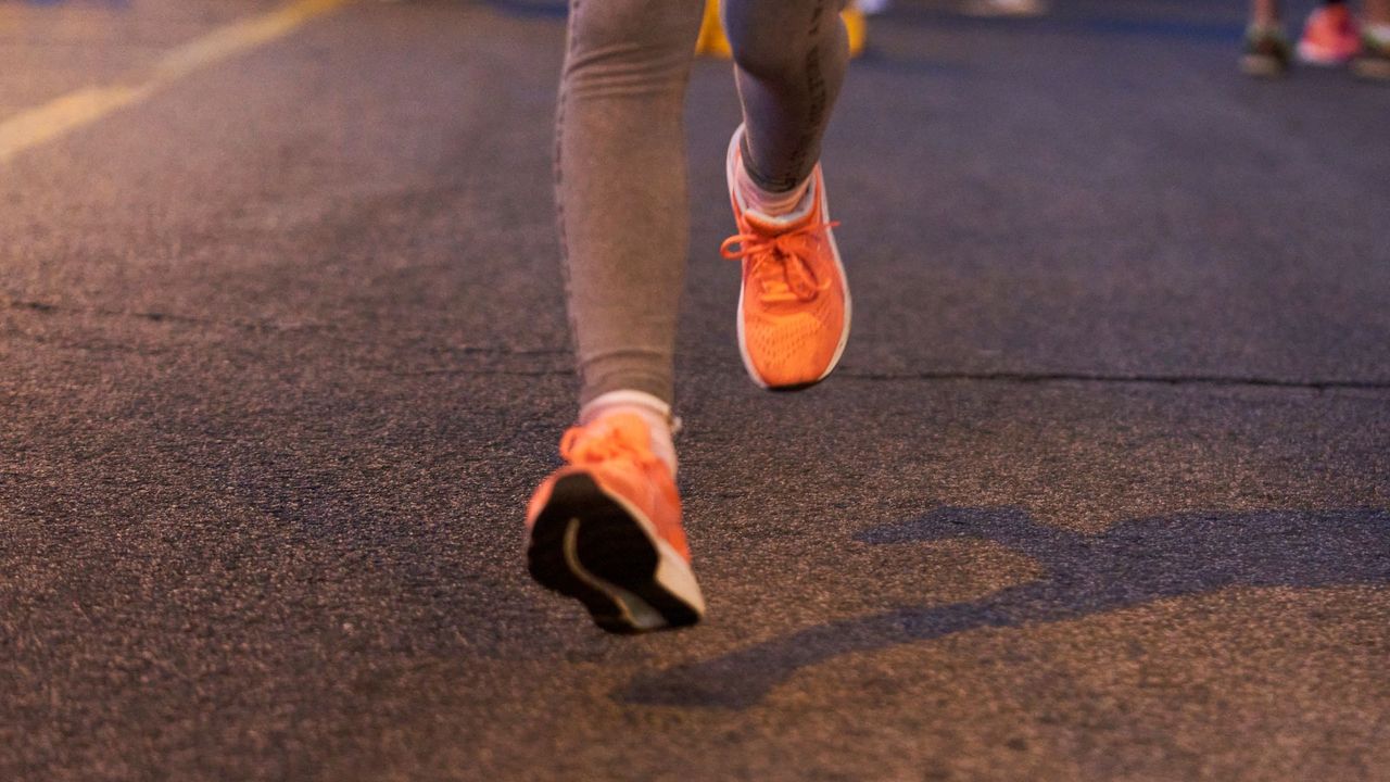 Woman's feet running
