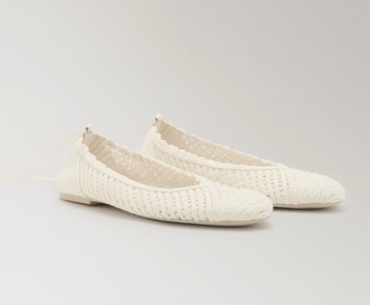 Mango, Knit Strap Ballerina Flat