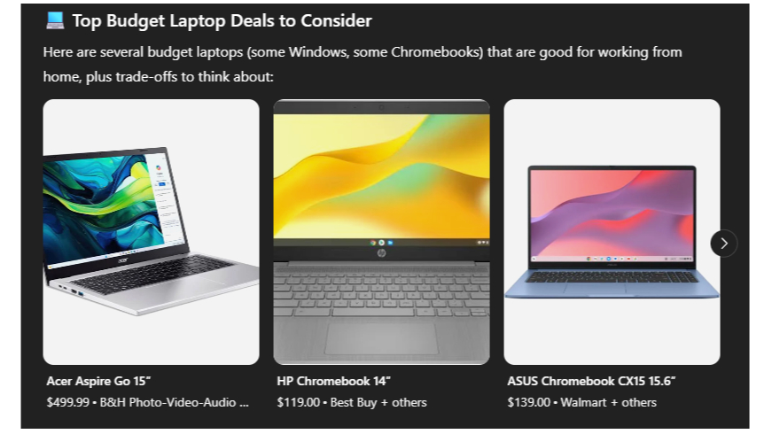 Three laptop deals from Acer, HP, and Asus, recommended by ChatGPT