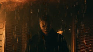 Michael Myers emerging from a fire in Halloween Kills