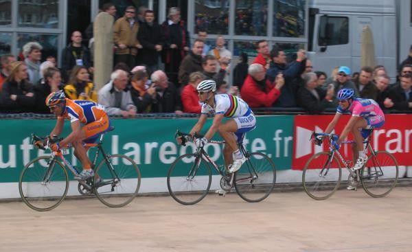 Flecha, Boonen and Ballan riding their last lap