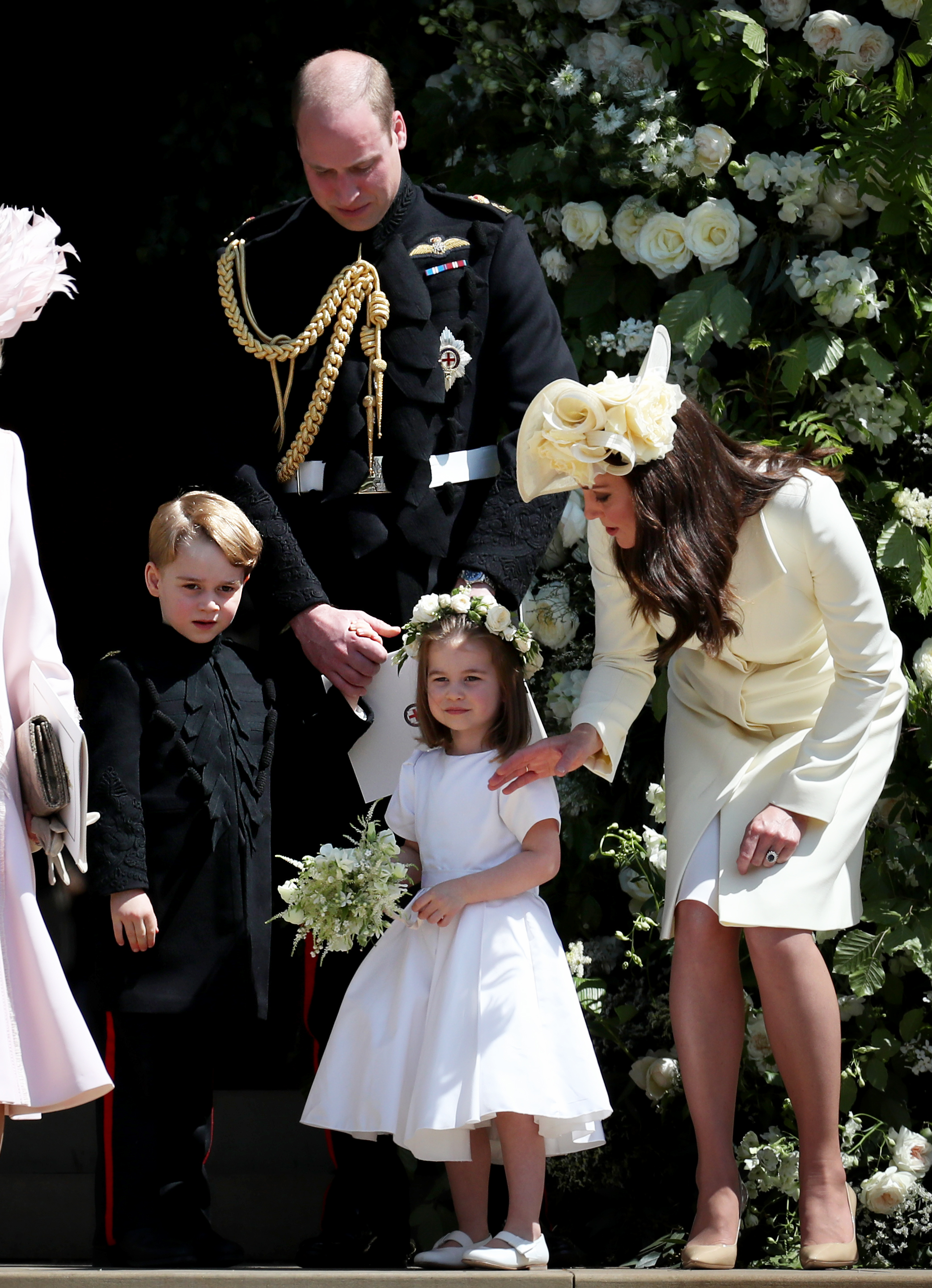 Prince William, Princess Kate, Prince George, Princess Charlotte at Harry and Meghan's wedding