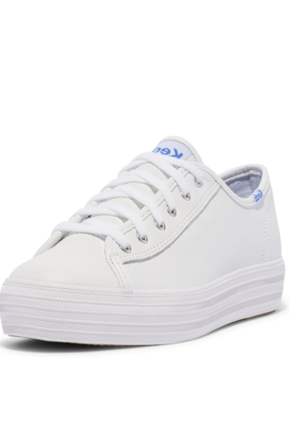 Keds Women's Triple Kick Leather Sneaker, White, 8.5