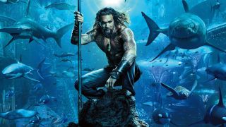 Jason Momoa's Aquaman surrounded by marine life