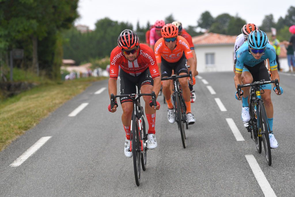 Michael Matthews and Pello Bilbao lead the break on stage 12