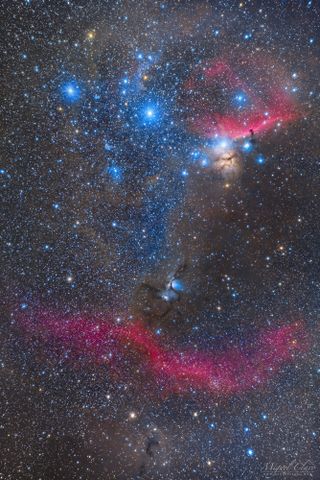 A colorful deep-space photo reveals many features of the Orion Molecular Cloud Complex. This image was captured by astrophotographer Miguel Claro from the Cumeada Observatory, headquarters of the Dark Sky Alqueva Reserve in Portugal.