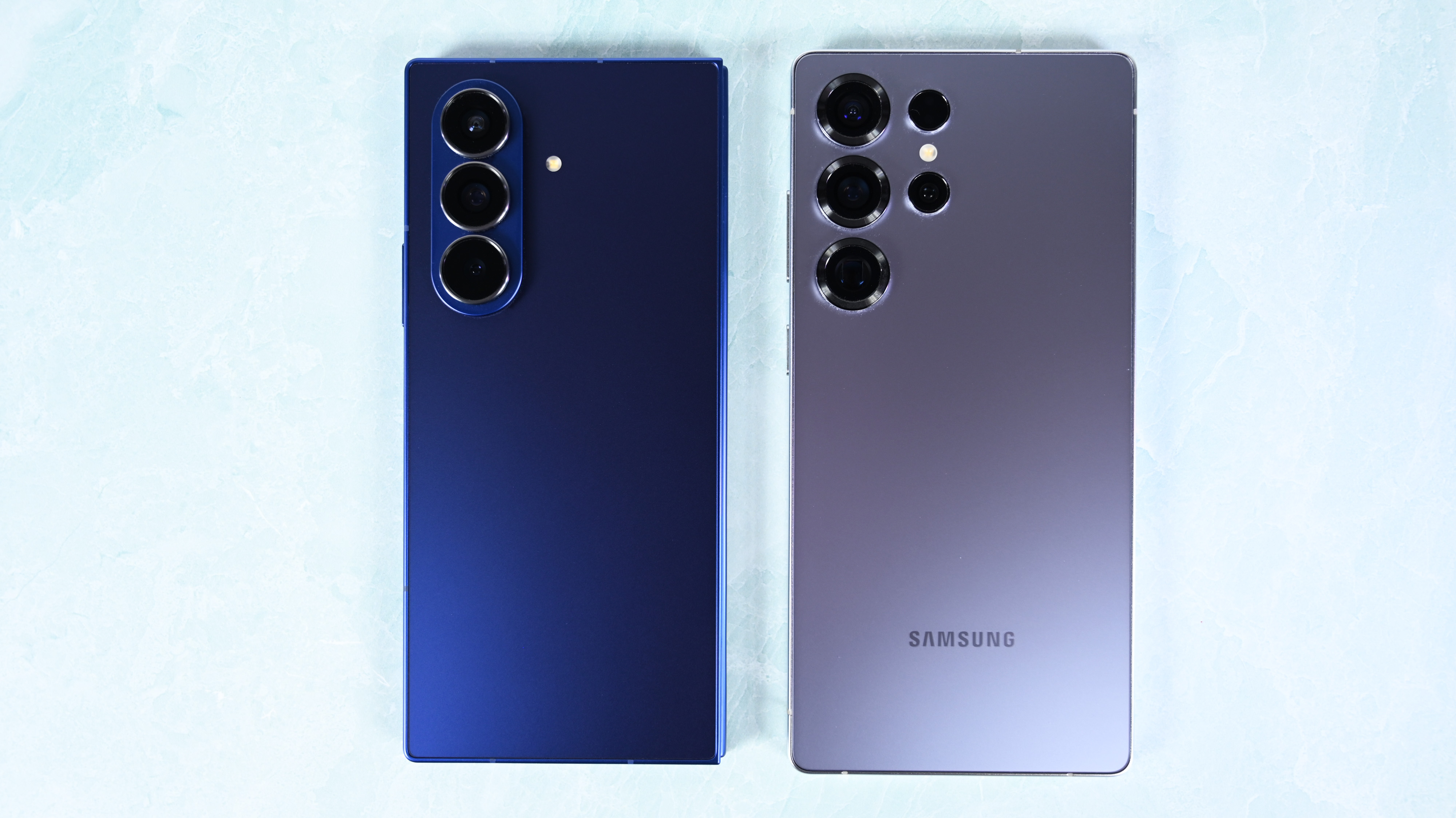 The 2025 Samsung Galaxy Z Fold 7 pictured in a hands-on review and comparison to other Samsung phones.