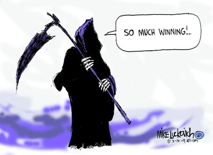 Political Cartoon U.S. Trump GOP Coronavirus winning reaper death